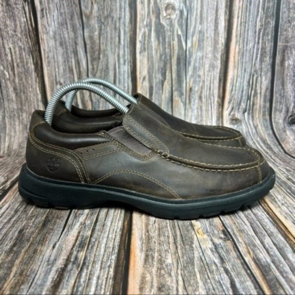 Timberland Richmont Slip-On Shoes Men’s Size 7.5 Brown Burnished Leather (5046A)